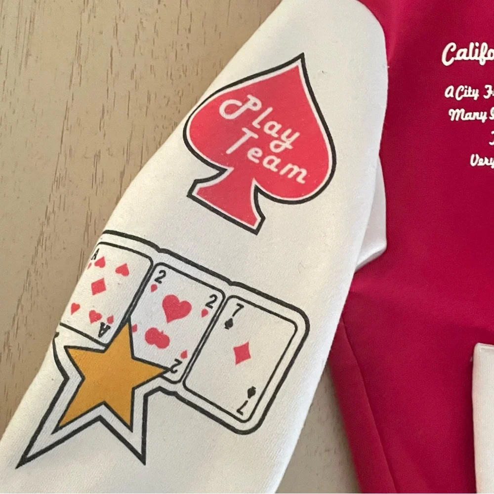 SHEIN Kids Red Varsity Jacket California Play Team Bomber Size 5Y